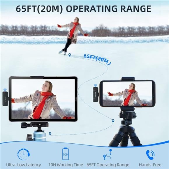 Wireless Lavalier Microphone for iPhone, Noise Cancelling Lapel Mic,3 Mode - Picture 5 of 7